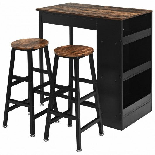 3 Pieces Bar Table Set with Storage W2B
