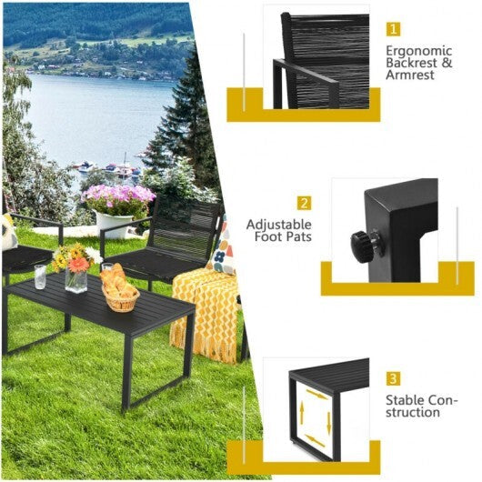 4 Pieces Patio Furniture Conversation Set with Sofa Loveseat W2B