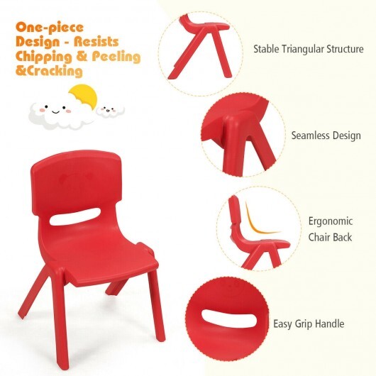 6-pack Kids Plastic Stackable Classroom Chairs-Red