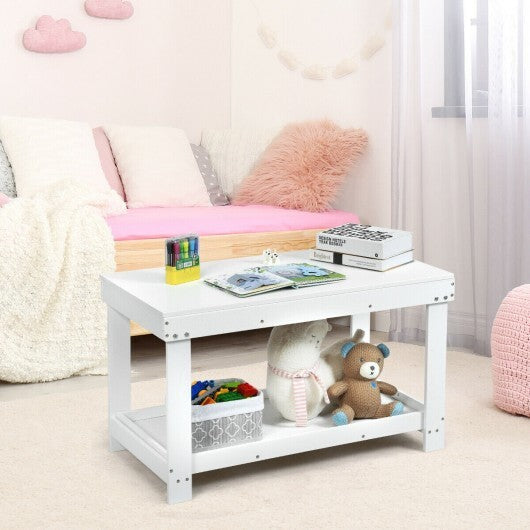 Solid Multifunctional Wood Kids Activity Play Table-White - Color: White W2B