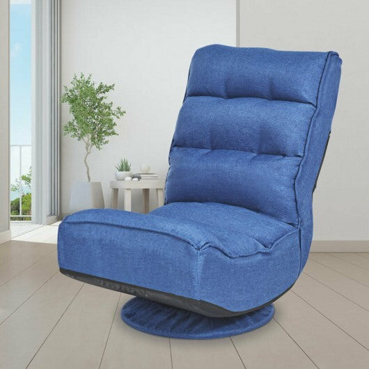 5-Position Folding Floor Gaming Chair-Navy