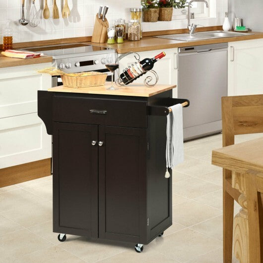 Utility Rolling Storage Cabinet Kitchen Island Cart with Spice Rack-White W2B