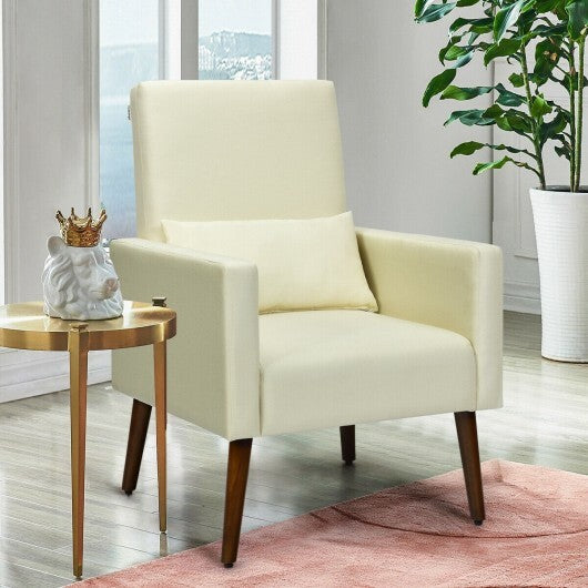 2-in-1 Fabric Upholstered Rocking Chair with Pillow-Beige W2B
