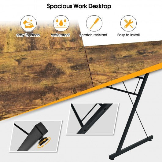 59 Inches L-Shaped Corner Desk Computer Table for Home Office Study Workstation-Black W2B