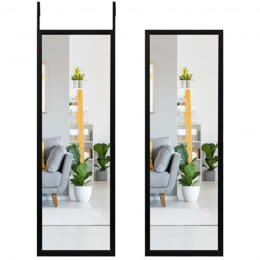 Full Length Metal Door Mirror with Adjustable Hook-Coffee W2B