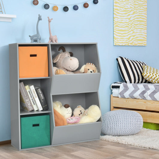 Kids Toy Storage Cabinet Shelf Organizer -Gray W2B