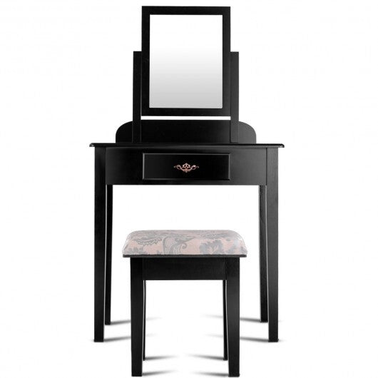 Vanity Dressing Table Stool Set with Large Makeup Mirror W2B