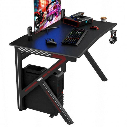 K-Shaped Gaming Desk with Cup Holder Headphone W2B