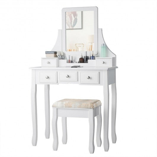 5 Drawers Removable Box Makeup Dressing Vanity Set-Black W2B