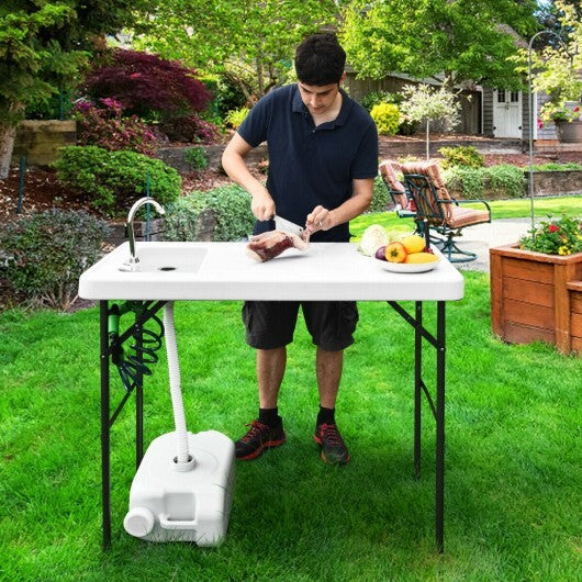 Folding Cleaning Sink Faucet Cutting Camping Table with Sprayer W2B