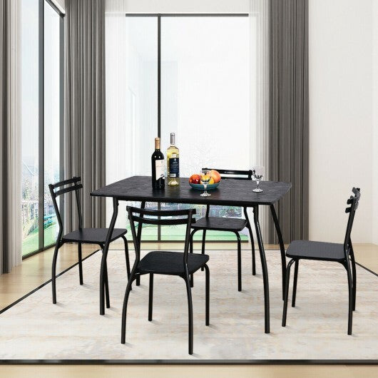 5 Pieces Dining Table Set with 4 Chairs and Backrests W2B