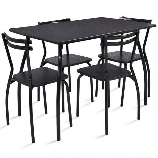 5 Pieces Dining Table Set with 4 Chairs and Backrests W2B