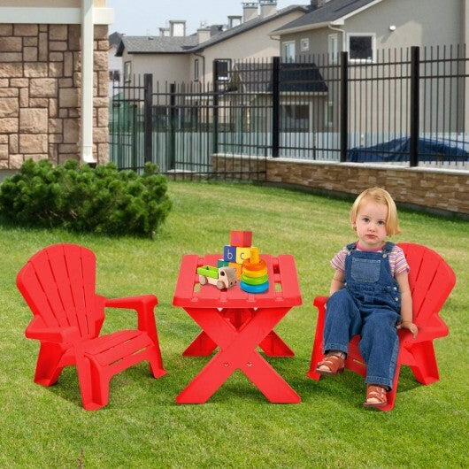 3-Piece Plastic Children Play Table Chair Set-Red W2B