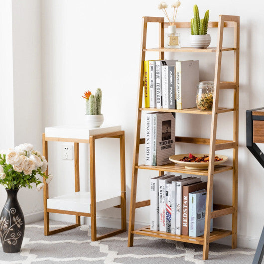 47.5 Inch 4-Tier Multifunctional Bamboo Bookcase Storage Stand Rack W2B
