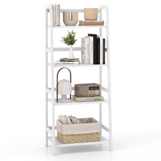 47.5 Inch 4-Tier Multifunctional Bamboo Bookcase Storage Stand Rack W2B