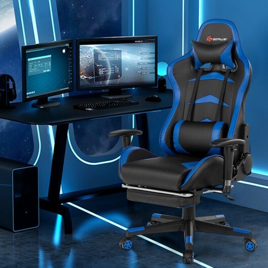 Massage Gaming Chair with Footrest-Pink W2B