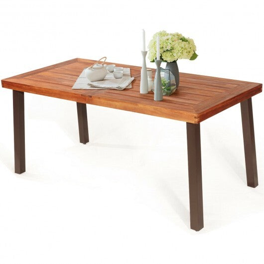 Rectangular Acacia Wood Rustic Dining Furniture Table W2B
