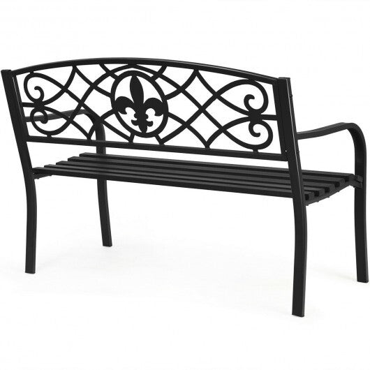 50 Inch Patio Heavy-Duty Metal Garden Bench W2B