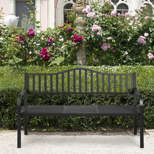 Patio Garden Bench Steel Frame with Adjustable Center Table W2B