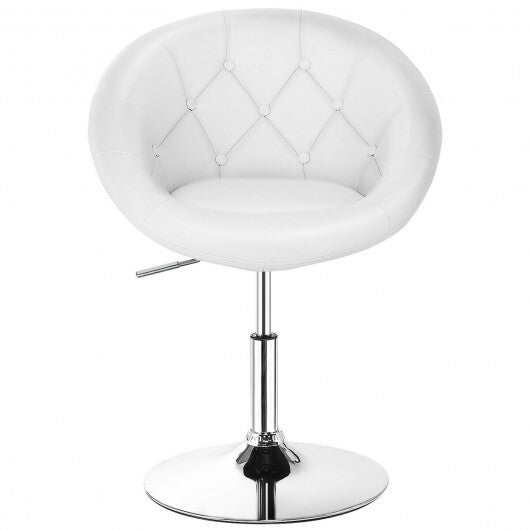 1 Piece Modern Adjustable Swivel Round PU Leather Chair-Black W2B