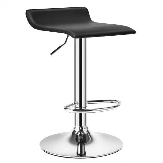 Set of 2 Adjustable PU Leather Backless Bar Stools-Black W2B