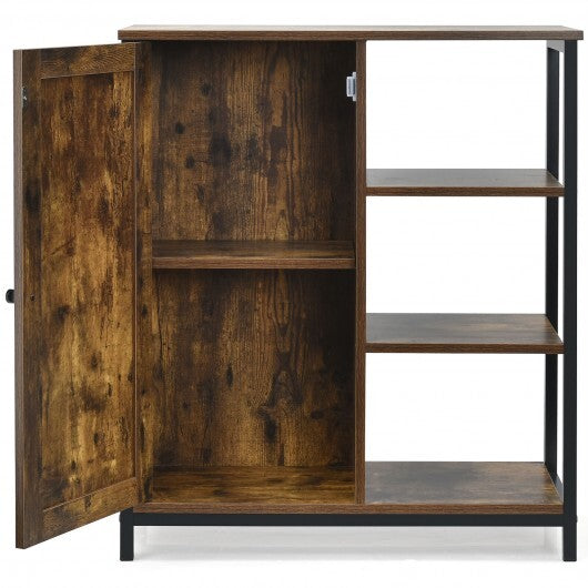 Multipurpose Freestanding Storage Cabinet with 3 Open Shelves and Doors W2B