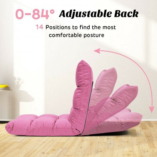 14-Position Adjustable Folding Lazy Gaming Sofa-Pink - Color: Pink W2B