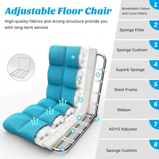 14-Position Adjustable Folding Lazy Gaming Sofa-Light Blue - Color: Light Blue W2B