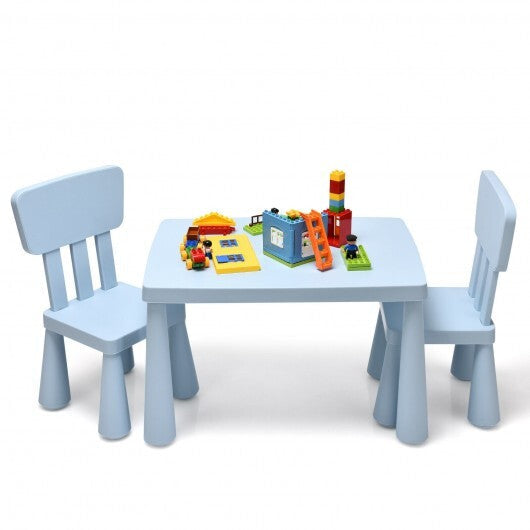 3 Pieces Toddler Multi Activity Play Dining Study Kids Table and Chair Set-Blue - Color: Blue W2B
