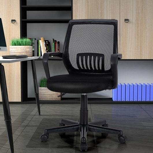 Mid-Back Mesh Height Adjustable Executive Chair with Lumbar Support - Color: Black W2B