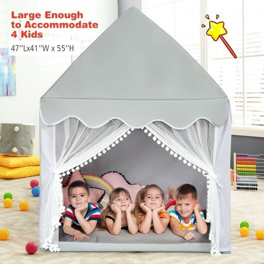 Kids Large Play Castle Fairy Tent with Mat-Gray W2B