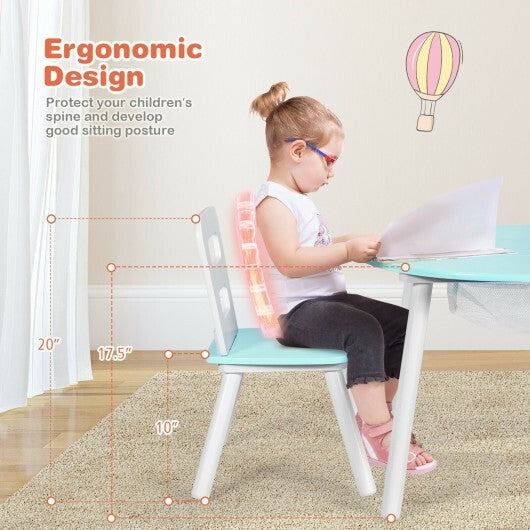 Wood Activity Kids Table and Chair Set with Center Mesh Storage-Blue - Color: Blue W2B