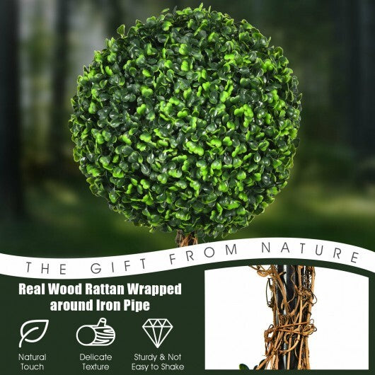 4 Feet Artificial Topiary Triple Ball Tree Plant W2B