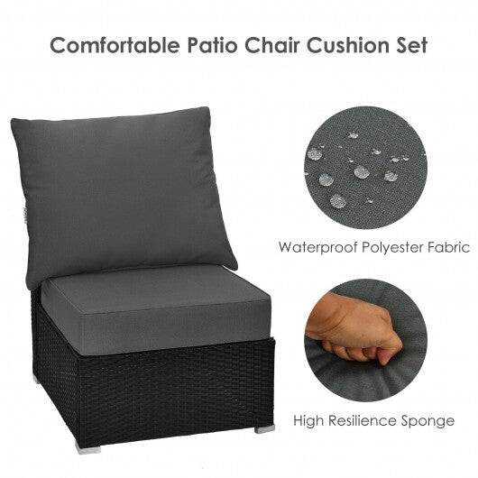 Deep Seat Chair Cushion Pads Set with Rope Belts for Indoor and Outdoor-Gray - Color: Gray W2B