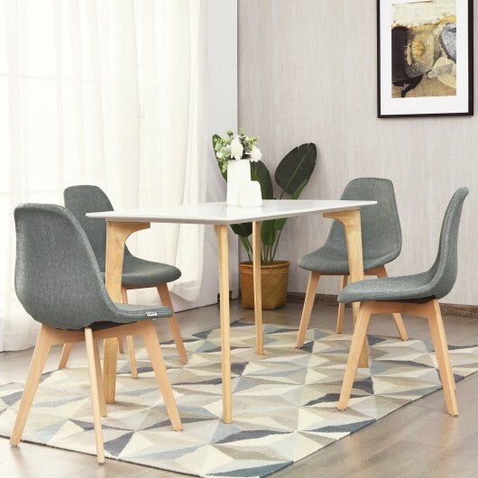 4 Pieces Modern Dining Chair Set with Wood Legs and Fabric Cushion Seat W2B