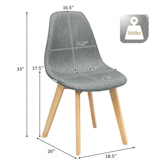 4 Pieces Modern Dining Chair Set with Wood Legs and Fabric Cushion Seat W2B