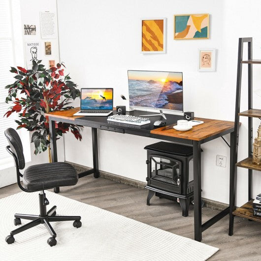 63 Inch Modern Splice Computer Desk with Heavy Duty Steel Frame W2B