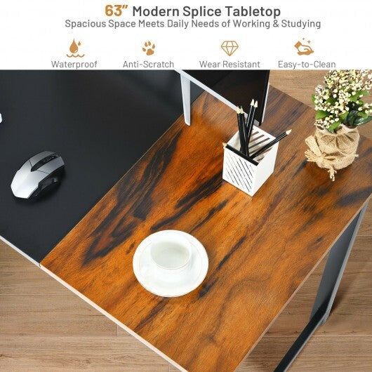 63 Inch Modern Splice Computer Desk with Heavy Duty Steel Frame W2B
