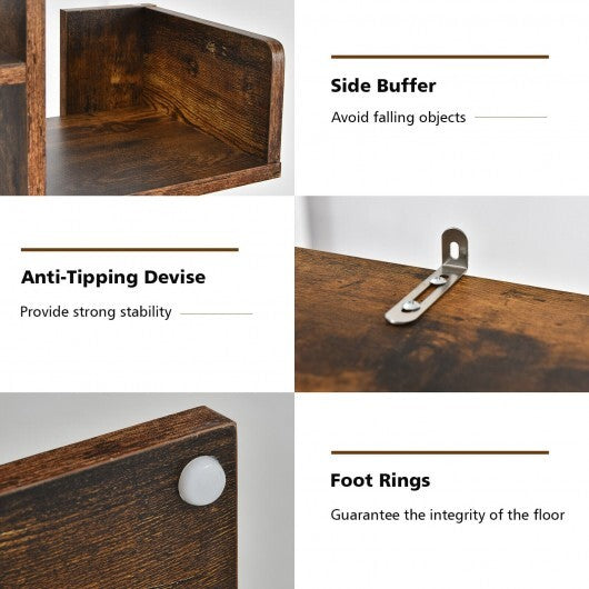 Tree-Shaped Bookshelf with 13 Compartments for Home Office-Rustic Brown W2B