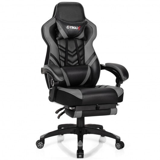 Adjustable Gaming Chair with Footrest for Home Office-Blue W2B