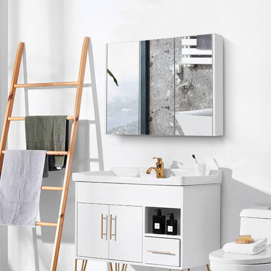 Frameless Bathroom Wall Mounted Mirror Cabinet with 3 Doors W2B