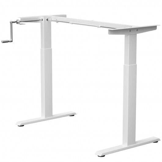 Hand Crank Sit to Stand Desk Frame Height Adjustable Standing Base-Gray