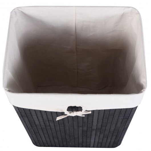 Rectangle Bamboo Hamper Laundry Basket Washing Cloth Bin Storage Bag Lid 3 color-Black - Color: Black W2B