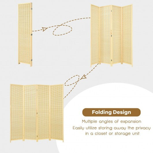 6 ft 4 Panel Portable Folding Room Divider Screen-Natural W2B