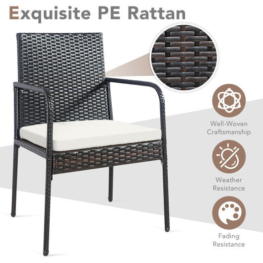 4 Pieces Patio Wicker Rattan Dining Set with Comfy Cushions W2B