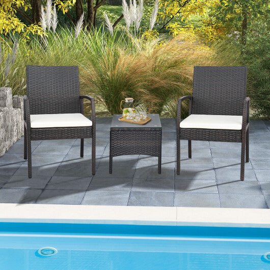 2 Pieces Patio Wicker Dining Armchair Set with Soft Zippered Cushion-Set of 2 W2B