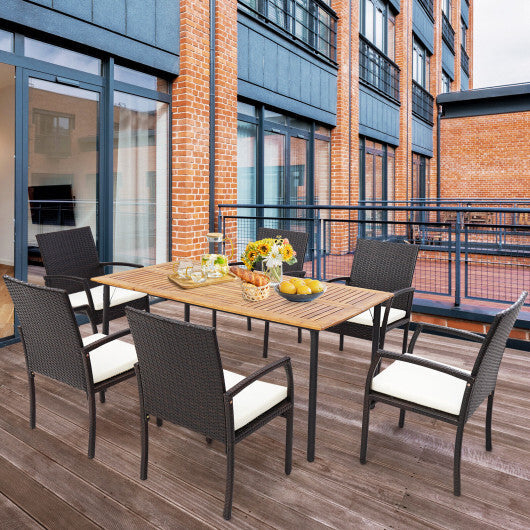 2 Pieces Patio Wicker Dining Armchair Set with Soft Zippered Cushion-Set of 2 W2B