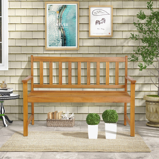 2-Person Outdoor Acacia Wood Bench with Backrest W2B