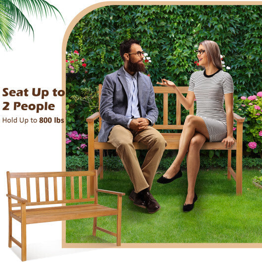 2-Person Outdoor Acacia Wood Bench with Backrest W2B