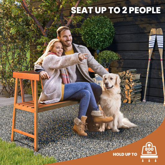 Outdoor Eucalyptus Wood Bench with Backrest and Armrests W2B